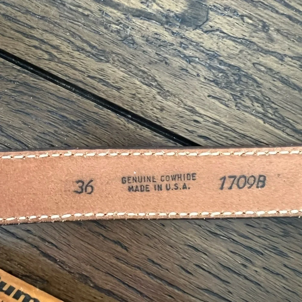 VTG TEX TAN GENUINE COWHIDE COWBOY BELT SIZE 36 BROWN LEATHER Made In The USA